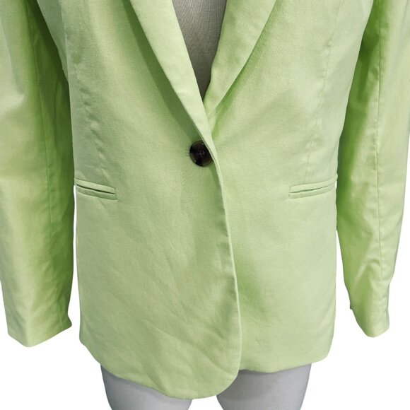 J Crew Neon Yellow Blazer Womens Size 6 Linen Workwear Y2K Office Street Style - Picture 9 of 11